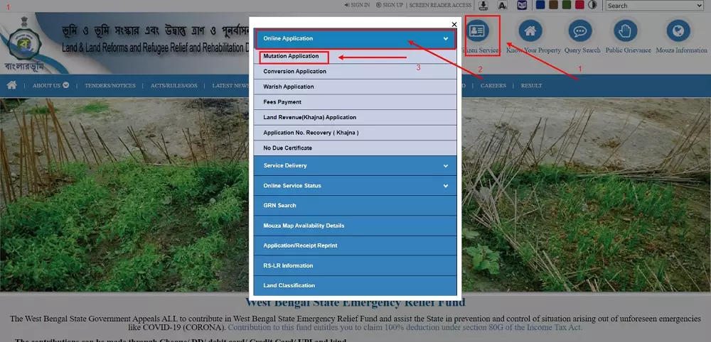 Apply for Mutation - banglarbhumi.gov.in Website