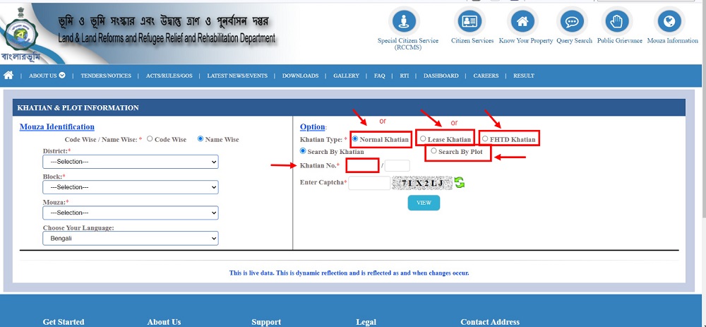 Select Search Criteria banglarbhumi.gov .in